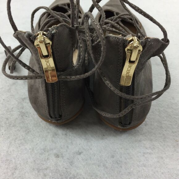BCBGeneration Zaidee Ballet Flats Size 6.5 Taupe Gray Pointed Toe Gladiator Wrap - Picture 5 of 9